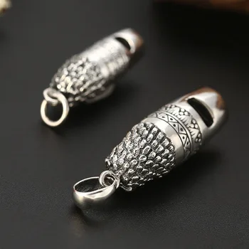Sova Piščalka Obesek 925 sterling srebro buda ogrlico, obesek za moške, ženske Vintage nakit Z10