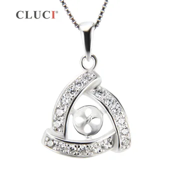 CLUCI Visoke Kakovosti Trikotnik oblike Cirkon Obesek za nakit, izdelava, Sterling Srebro 925 Drobne opremljanja za biserna ogrlica, ki SP176SB
