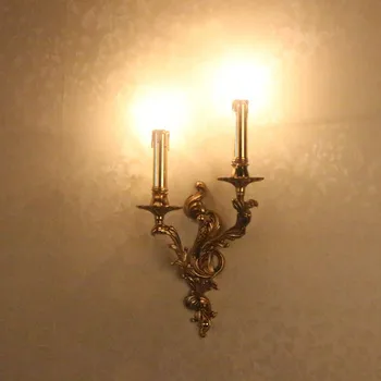 Evropski stil vse baker Sveča Stenske Svetilke dnevna soba v ozadju stene spalnice Postelji Svetilko Retro zlato carving stenska svetilka