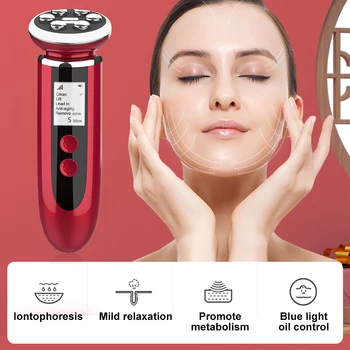 RF EMS LED Luči Obraza Massager Kože Zaostrovanje Mesotherapy+Ultrazvočno Kože Scruber Obraz, Čiščenje, Peeling Pralni Čistilec Por