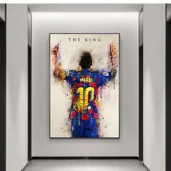 Povzetek Nogometni Star Kralj Messi Akvarel Poster Tiskanje Platno Stensko Slikarstvo Umetnost Slike za Dekoracijo Doma Cuadros