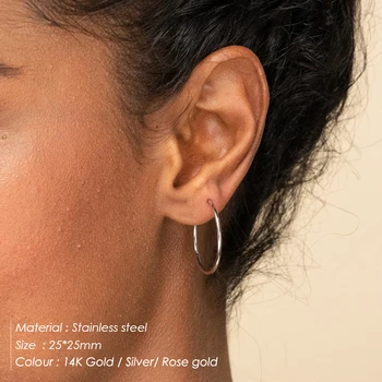 E-Manco Trendy hoop uhani za ženske iz nerjavečega jekla hoop uhani nastavi uho obroči krog uhani, modni nakit 3 pari