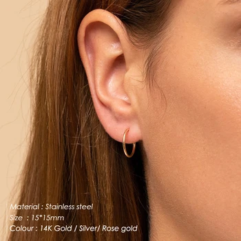 E-Manco Trendy hoop uhani za ženske iz nerjavečega jekla hoop uhani nastavi uho obroči krog uhani, modni nakit 3 pari