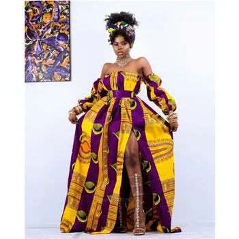 Afriške Ženske Obleke 2020 Novice Rami Obleko Off Dashiki Tiskanja Dolg Rokav Maxi Plus Velikost Oblačila Afriške Obleke za Ženske