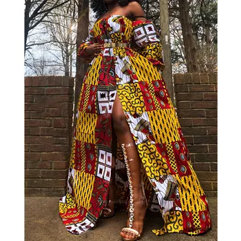 Afriške Ženske Obleke 2020 Novice Rami Obleko Off Dashiki Tiskanja Dolg Rokav Maxi Plus Velikost Oblačila Afriške Obleke za Ženske
