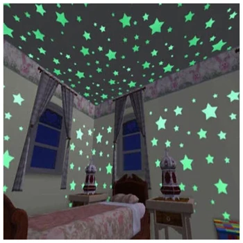 100 x zvezde Nalepke Fosforescentni Nalepke, Stenske Nalepke za Bebe Spalnica Okno, Zid, Strop Nalepka