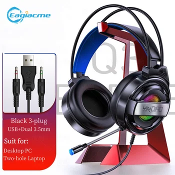 Q3 Profesionalne Gaming Slušalke 7.1 Zvok Skladbe Pisane LED Luči Z Mic Dvojno 3,5 mm Vmesnik v Slušalke Za Gamer
