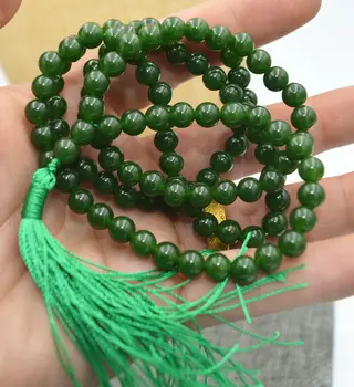 Kamen Budistični Temno smaragdno 108 Molitev Kroglice Mala Zapestnico, Ogrlico Naravnih 8 mm