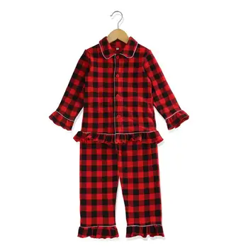 Božič Buffolo kariran Otroci, oblačila, bombaž pižamo zimo z talasati dekle otroci poln rokav pižame sleepwear