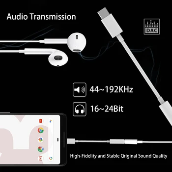 USB C do 3,5 mm Digitalni Audio Stereo Slušalke 24-BITNO HD Adapter za iPad Pro Huawei P20 Xiaomi HTC Google Pixel 2/3 2XL/3XL