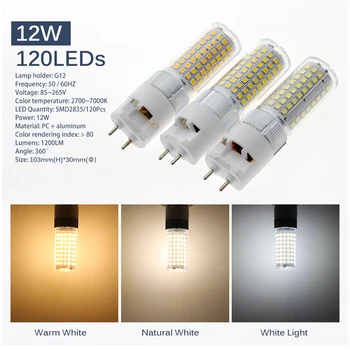 G12 LED Lučka 10W 12W 15W LED Koruza, Bučke 110V 220V SMD2835 Visoko Svetlost Varčevanja z Energijo Nadomestiti Lestenec Sijalke za Dom