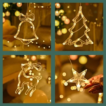 Božični Luči led Zavesa svetlobe garland star Zvonovi dekor za dom 220V Pravljice Luči Zunanji/Notranji Festival Niz Svetlobe
