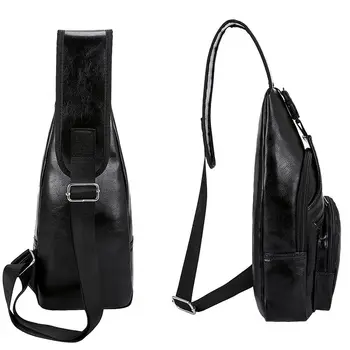 Moda PU usnje sladkarije moške prsi vrečko zanko torba priložnostne Messenger bag + USB vmesnik