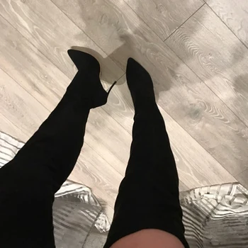 2019 nov slog ženske čevlji za rolkanje čez kolena in škornji z visoko stegno zimski modni stil koničasti čevlji, visoke pete, škornji