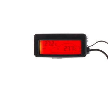 Mini Digital Avto LCD-Zaslon Notranji Zunanji Termometer 12V Vozil 1,5 m Kabla Tipala Rdeča/Zelena