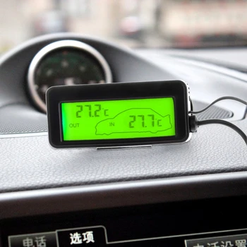 Mini Digital Avto LCD-Zaslon Notranji Zunanji Termometer 12V Vozil 1,5 m Kabla Tipala Rdeča/Zelena