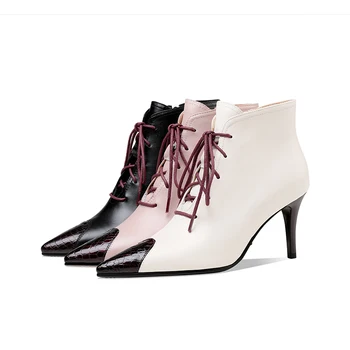 MORAZORA Ženske škornji 2020 visoke kakovosti gleženj škornji pravega usnja čevlji stiletto petah konicami prstov mešanih barv, dame čevlji