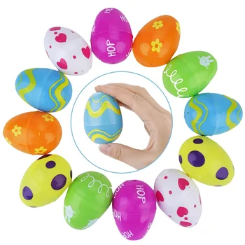 Funpa 12PCS Velikonočna Jajca Pisano Pobarvane DIY Velikonočni Plastičnih Jajc Srčkan Velikonočno Presenečenje Igrače Jajca Velikonočni Darilo za Otroka Stranka Ponudbe