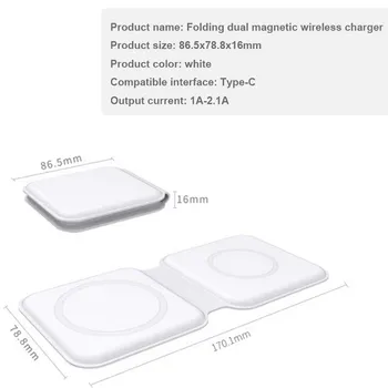 2 v 1 Za iPhone 12 Max Pro Mini Magsave Polnilnik Zložljiva Magnetni Dvojno Brezplačni Brezžični Polnilec Za Apple ura 5 6 ali Airpods