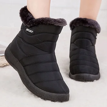 Sneg Škornji Ženske Zimske Čevlje Ženske Škornji Krzno Nepremočljiva Kratek Škornji ženski Plišastih Čevlji Dame Škorenjčki Bottes Femme 2021