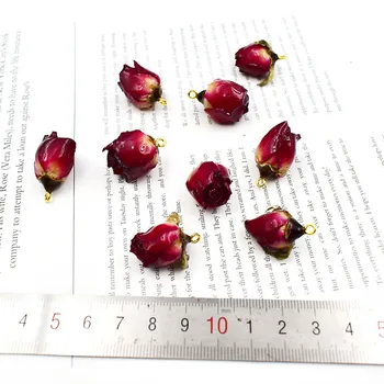 8PCS Naravnih Resnično Posušena Vrtnica Čare Obesek Cvetenja Visijo 3 CM, Posušen Cvet S Kavljem Rose Čar Za Nakit, Izdelava