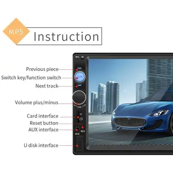 2 DIN avtoradio Multimedijski Predvajalnik MP5 Predvajalnik, Zaslon na Dotik, Car Audio Bluetooth Usb Pogled od Zadaj Kamero Avto Multimedijski Predvajalnik