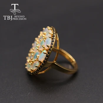 TBJ,vrhunska Opal veliki, luksuzni gemstone Obroč prepogniti 4*6 mm 15 pc 7ct lep gemstone nakit 925 sterling silver za womne