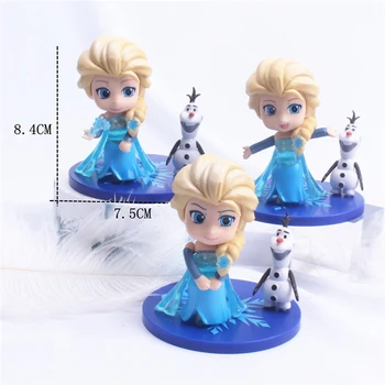 Disney Elsa Princesa Številke Zamrznjene Olaf PVC Rojstni dan Torta Ornament Model Collection Figur Igrače za Otroke Božično darilo