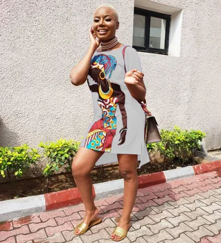 2019 nove ženske poletje kratek rokav afriške dekle natisniti tee midi obleko priložnostne klasična moda obleke 9 barve LGCY8103