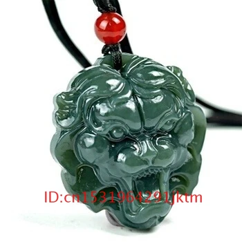 Darila Ogrlica Vklesan Moda Lev Amulet Nakit Čar Moški Ženske glavo Hetian Obesek Naravnih Kitajski Jade za Jadeit