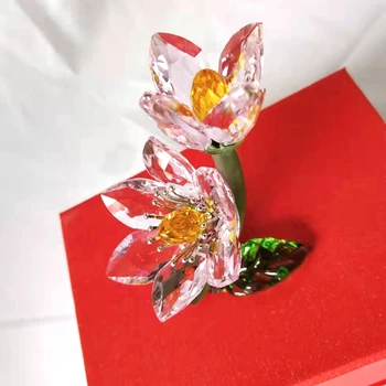 Božič Darilo Kristalno Iskrico Lotus Flower Ornament z šatulji za Dom Dekoracija,Poročni Uslug,Avto Office Tabela Dekorativni