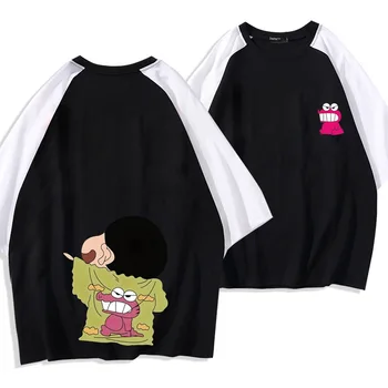 Barvice Shin Chan Kawaii T Shirt Japonski Anime Black Kratek Rokav Svoboden Vrh Ženske Bombaža T-shirt Harajuku Poletje Unisex Tshirt