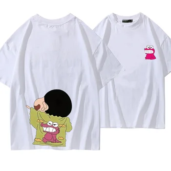 Barvice Shin Chan Kawaii T Shirt Japonski Anime Black Kratek Rokav Svoboden Vrh Ženske Bombaža T-shirt Harajuku Poletje Unisex Tshirt