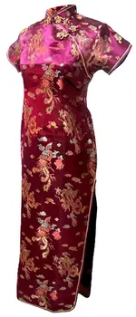 Shanghai Zgodba Mandarin Ovratnik Qipao Kitajski obleko Phoenix Zmaj Vzorec Cheongsam Tradicionalna Oblačila Orientalski Obleko