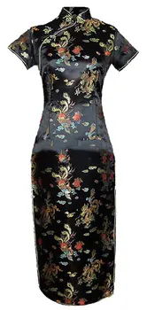 Shanghai Zgodba Mandarin Ovratnik Qipao Kitajski obleko Phoenix Zmaj Vzorec Cheongsam Tradicionalna Oblačila Orientalski Obleko