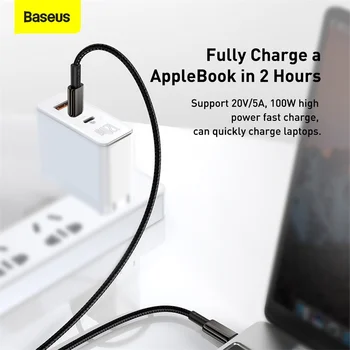 Baseus USB Tip C Tip C Kabel za Huawei Xiaomi Redmi 100W Hitro Polnjenje Podatkov Kabel, Polnilnik, USB Kabel C Za iPad, MacBook Pro