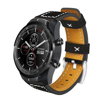 20 mm 22 mm Usnjeni trak Za Ticwatch Serije smart watch Usnje zamenjava pasu Srebro pin sponke ticwatch pro traku