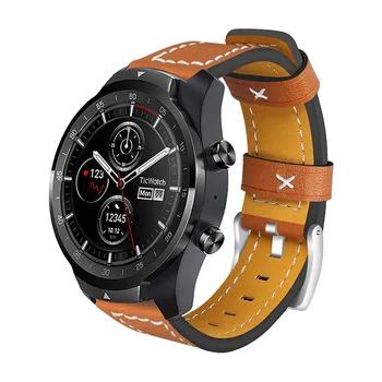 20 mm 22 mm Usnjeni trak Za Ticwatch Serije smart watch Usnje zamenjava pasu Srebro pin sponke ticwatch pro traku