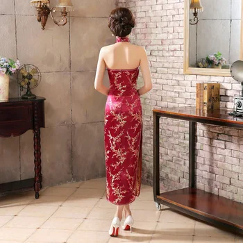 Kitajski Državni Dolg Cheongsam Slive Plus Velikost Saten Letnik Kostum Povodcem Obleko Socialite Elegantne Ženske Obleke Qipao