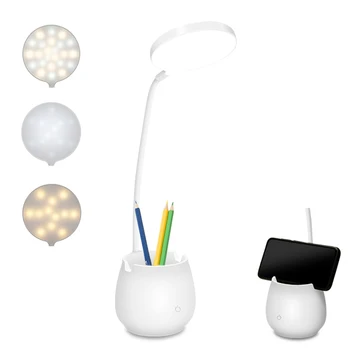 2 V 1 Desk Svetloba namizne Svetilke Prilagodljiv USB Polnilne Dotik Namizno Svetilko, Zaščito za Oči, Učenje, Branje Nočne Luči z Imetnik