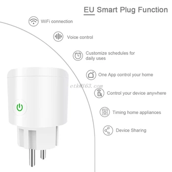 EU Plug WiFi Socket Pametni Telefon Čas Vtičnice, Stikala za Daljinsko upravljanje za Alexa za google dom za IFTTT za AI Zvočnik