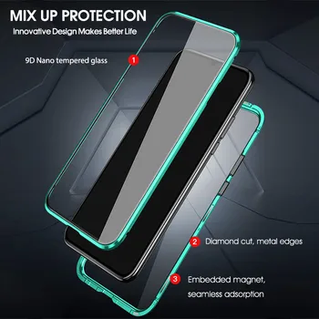 360 Polno Kritje Za Xiaomi Mi A3 MiA3 Kovinskih Magnetnih Adsorpcije Primeru Telefon Za Xiaomi Mi A3 Primerih Shockproof Stekla Coque A3 Funda