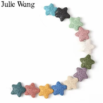 Julie Wang 20PCS Pet Opozoril Star Pentagram Naravnih Lava Rock Kamen Kroglice Za Eterično Olje, Difuzor Nakit, Izdelava Dodatne opreme