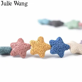 Julie Wang 20PCS Pet Opozoril Star Pentagram Naravnih Lava Rock Kamen Kroglice Za Eterično Olje, Difuzor Nakit, Izdelava Dodatne opreme