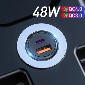 48W QC PD 4.0 3.0 Hitro Polnjenje Avto Polnilec za Samsung S10 9 Hiter Avto Polnjenje za Xiaomi iPhone Tip C Huawei Avtomobilski Polnilnik USB