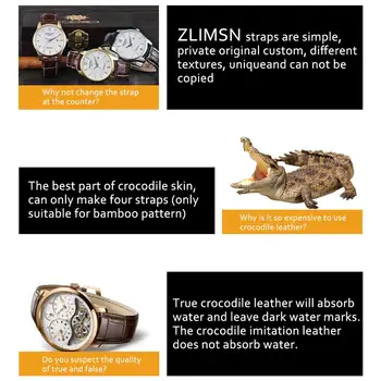 ZLIMSN Krokodil usnja watch band 18 mm 20 mm 22 mm moški ženske luksuzni krokodil usnjeni pašček 15 barve neobvezno Prilagodljiva velikost