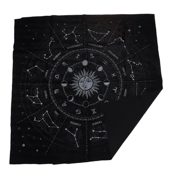 Tarot Prtom Triple Moon Pentagram Poganski Oltar Tarot Flanel Krpo Zvezda, Vedeževanje 12 Ozvezdij Astrologija 49x49cm