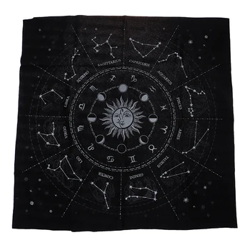 Tarot Prtom Triple Moon Pentagram Poganski Oltar Tarot Flanel Krpo Zvezda, Vedeževanje 12 Ozvezdij Astrologija 49x49cm