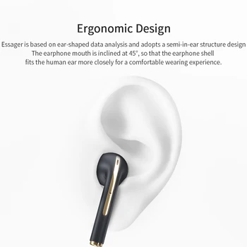 Essager J18 TWS Brezžična tehnologija Bluetooth 5.0 Slušalke V Ušesu za Prostoročno uporabo Brezžične Stereo Slušalke Čepkov Z Mikrofonom Slušalke Za Samsung