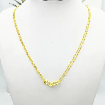 čisto srebro ms klasičnih golden rose gold črko U v obliki srca obesek ogrlica pari osebnostnih modni dodatki